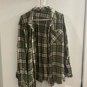 Torrid Olive and Mustard Plaid Shirt
